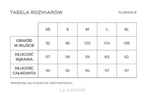 tabela rozmiarów florence