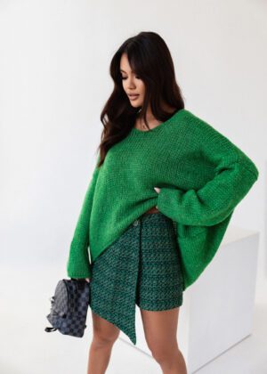 Sweter zielony LUCIE, spódnico-spodnie Jade kolor szmaragdowy