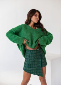 Spódnico-spodnie Jade kolor szmaragody Sweter Lucie kolor zielony