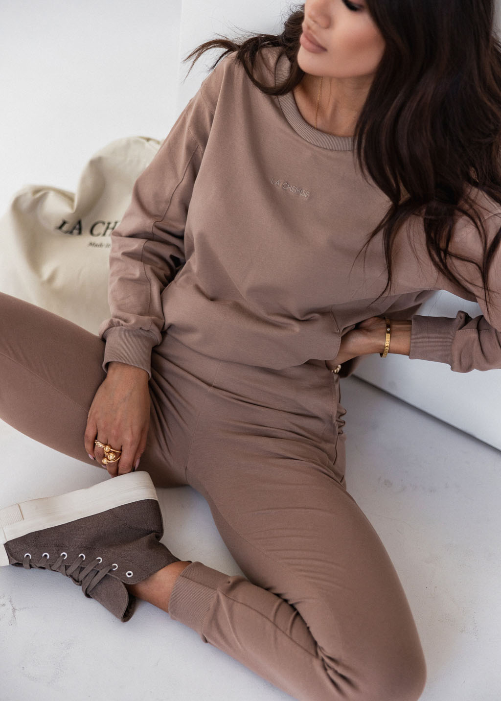 Spodnie dresowe KELLY kolor karmelowy, Bluza KELLY kolor karmelowy