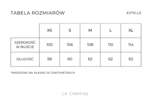 Tabela rozmiarów estelle